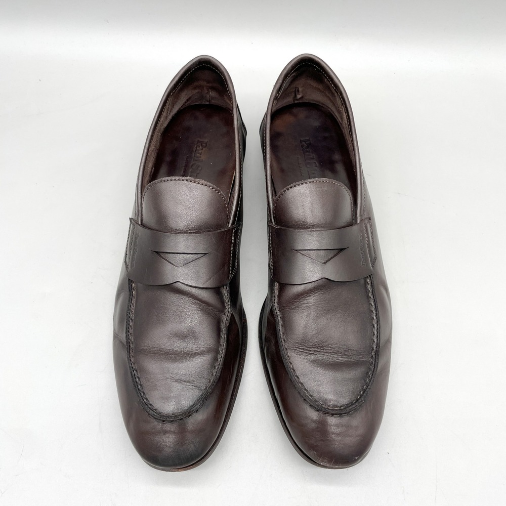Paul Stuart Mens 10 Penny Loafers Brown Leather Preppy Classic Old Money Luxury